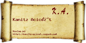 Kanitz Acicét névjegykártya